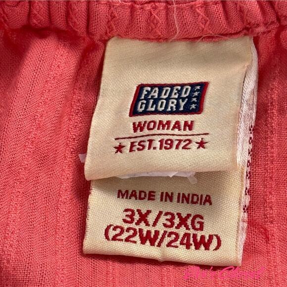 Faded Glory Women's Short Sleeve Blouse Top  Button Down Ruffle Sz 3X (22W/24W) - Picture 3 of 10